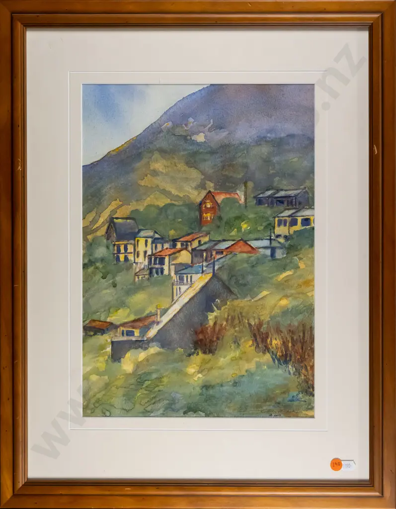 Colleen Henderson 2003 - framed watercolour - houses H-380 W-270 Image 1++