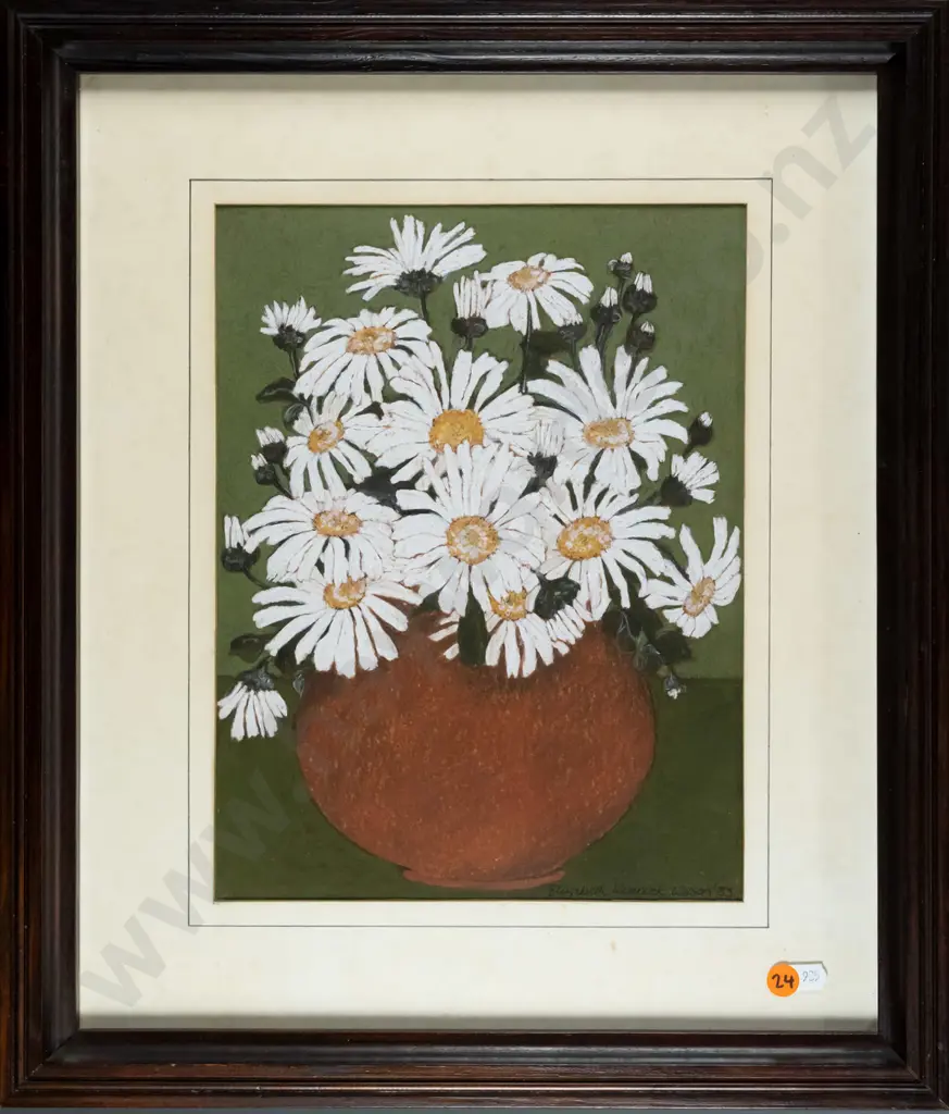 Elizabeth Warnock Wilson '83 - framed mixed media "Daisies Indoors" H-290 W-220 Image 1++