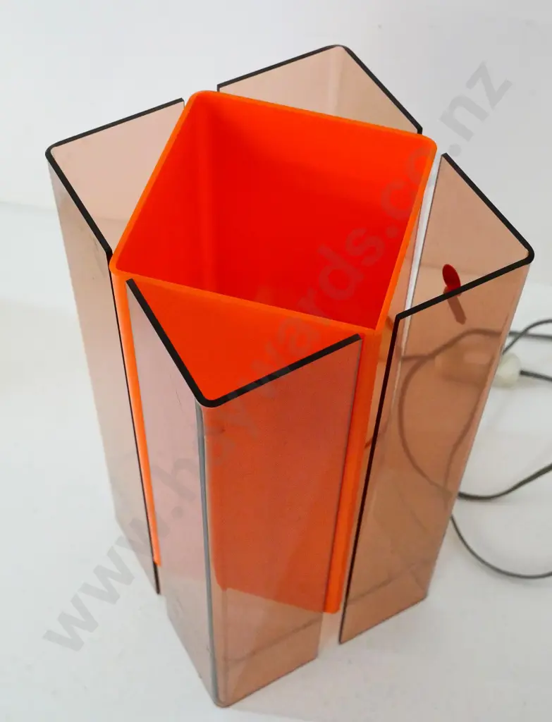 retro orange and amber perspex table lamp H-330 W-150 D-150 Image 1++