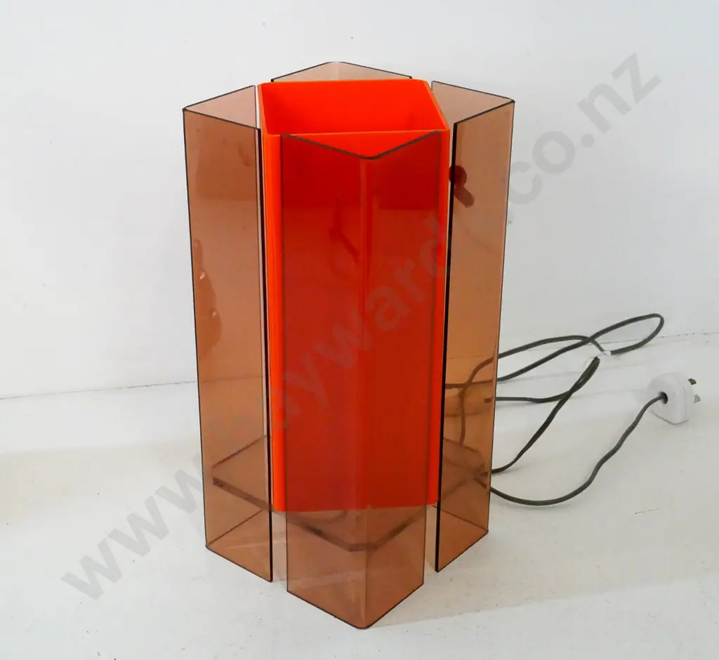 retro orange and amber perspex table lamp H-330 W-150 D-150 Image 1++