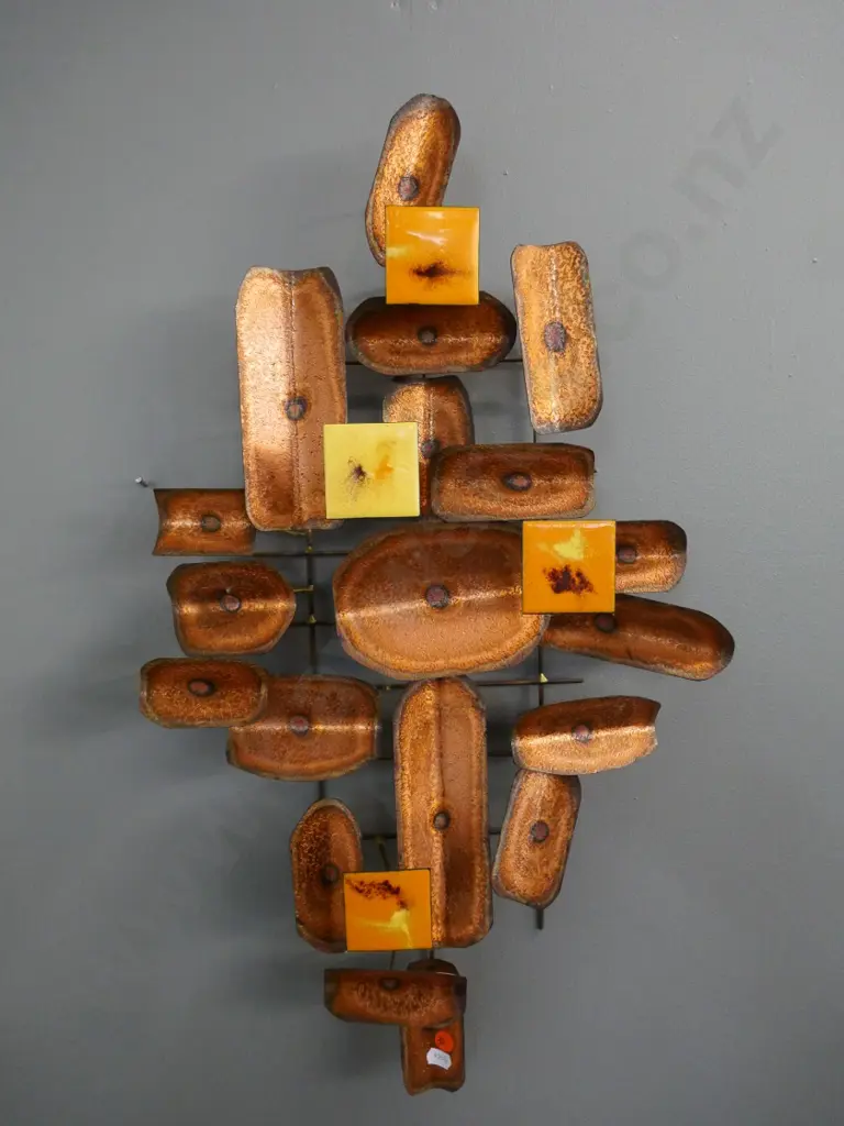metal multi-panel wall hanging, 4 panels enamelled H-630 W-360 Image 1++