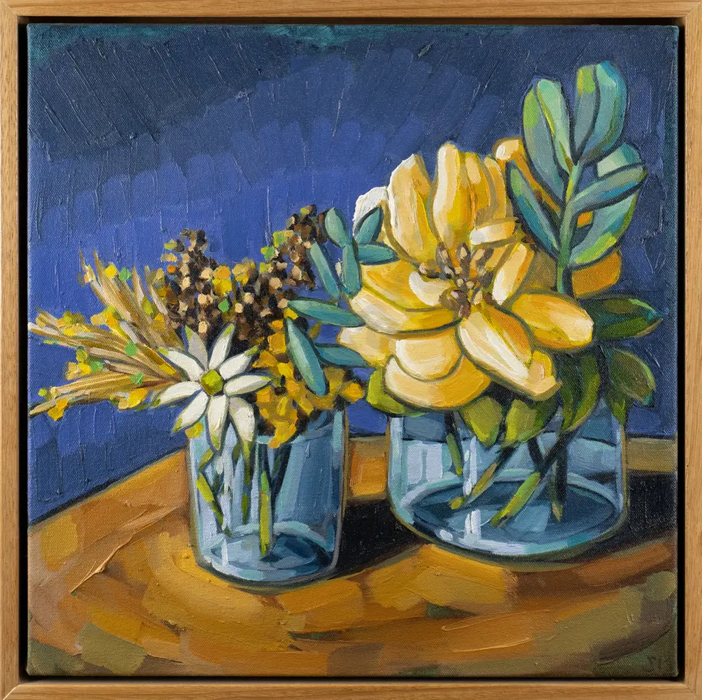 Sam Michelle 2016  - framed oil "Country Yellows" H-350 W-350 Image 1++