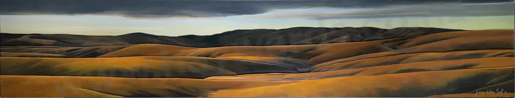 Joanna Dudson Scott '03 - oil on board "Wairau Hills" H-300 W-1610 Image 1++