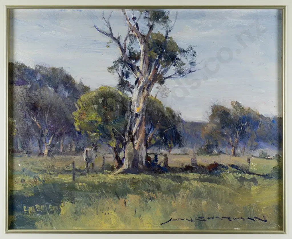 John Sharman 1939 - framed oil "Gumtrees, Forbes" H-320 W-390 Image 1++