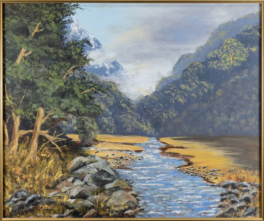 Erin O'Callaghan '02 - framed oil "Sabine River" H-490 W-590 Image 1++