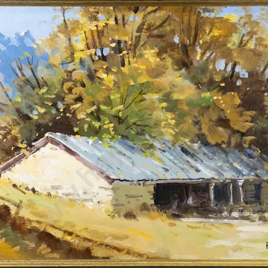 Peter Beadle 2004 - framed oid "Barn at Ayeburn Station Arrowtown H-290 W-430
