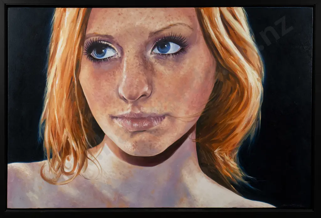 Stephen Martyn Welch '10 -framed oil "Ginger with Prussian" H-610 W-910 Image 1++