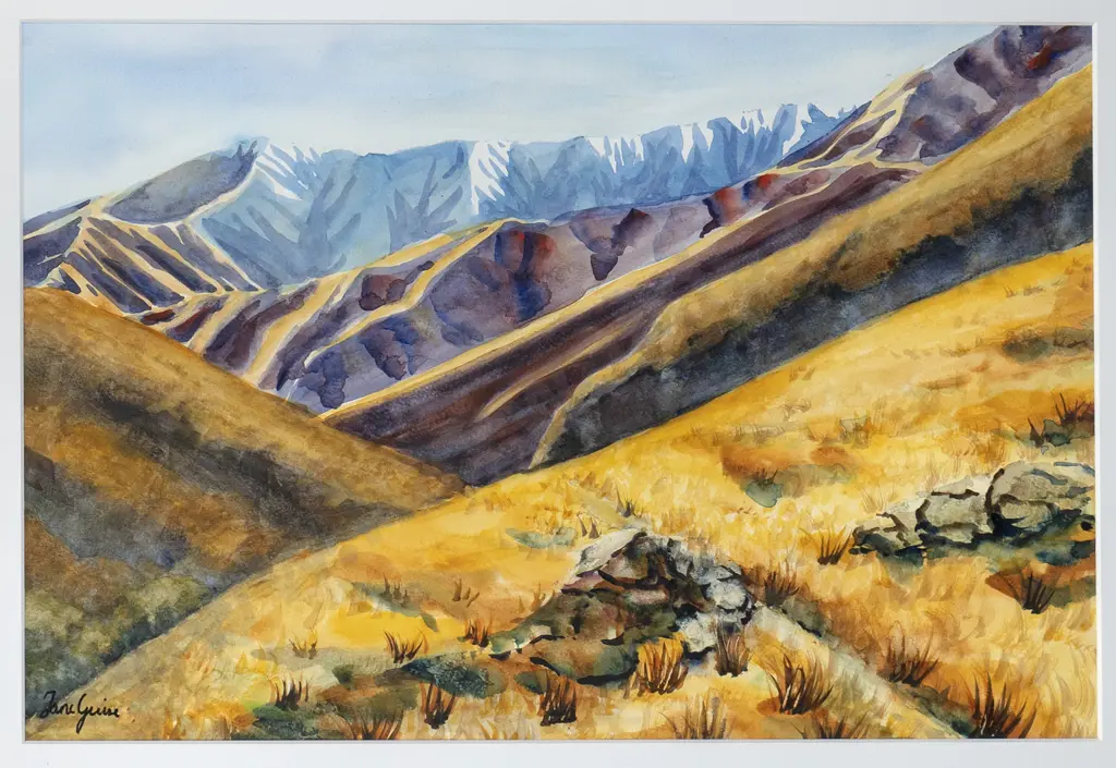 Jane Guise - framed watercolour "Motatapu" H-330 W-500 Image 1++