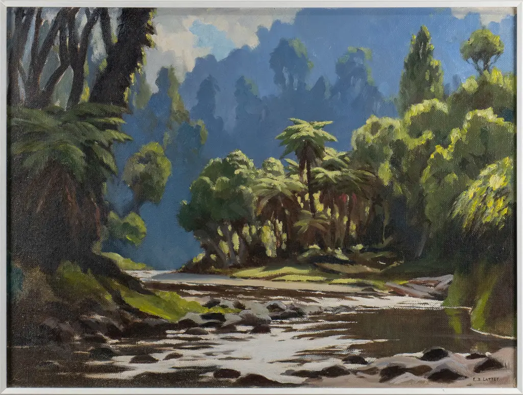 EB Lattey '62 - framed oil "Mangone Stream" H-370 W-500 Image 1++