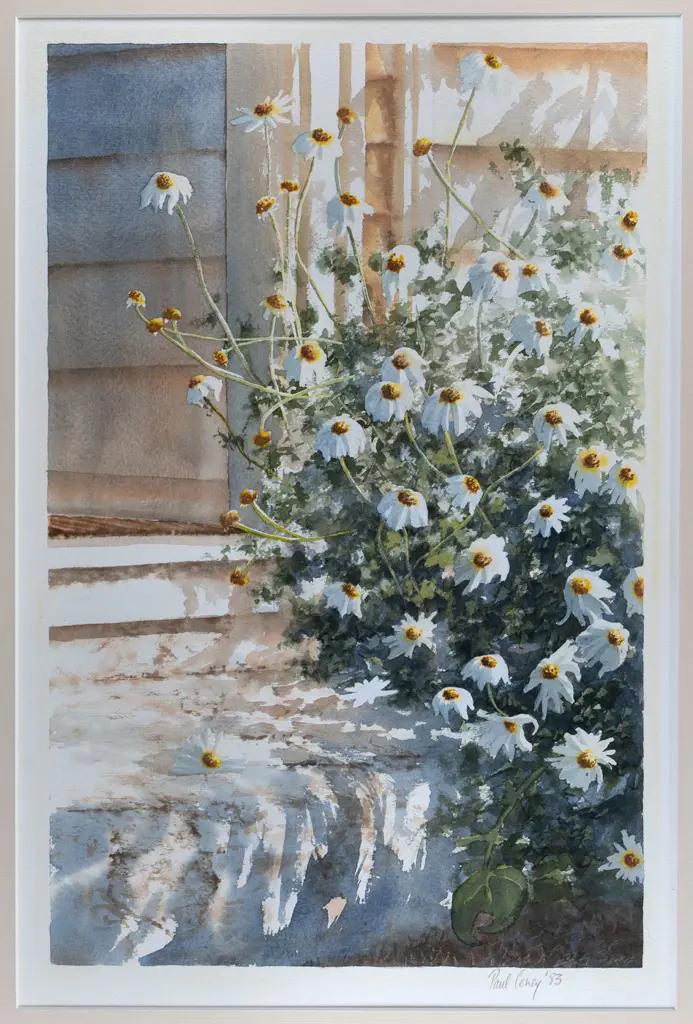 Paul Coney '83 -framed watercolour - daisies H-450 W-290 Image 1++
