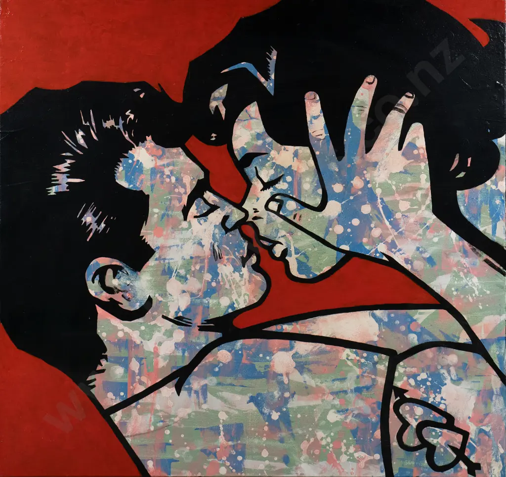 Simon Maclaren 2010 - boxed oil on canvas "Sweethearts #5" H-760 W-760 Image 1++