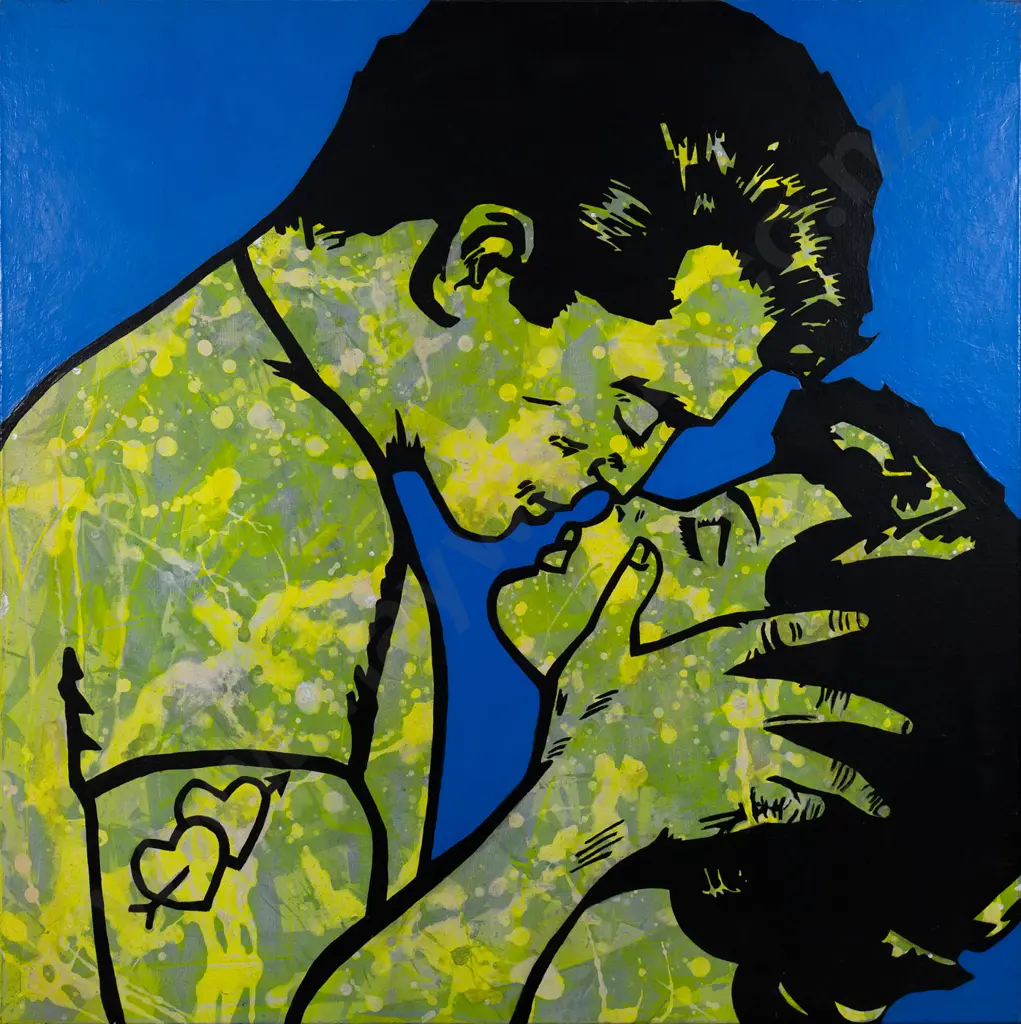Simon Maclaren 2010 - boxed oil on canvas "Sweethearts #4" H-760 W-760 Image 1++
