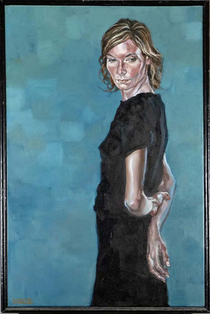 Matt Gauldie - framed oil on canvas "Faye Standing" H-760 W-500 Image 1++