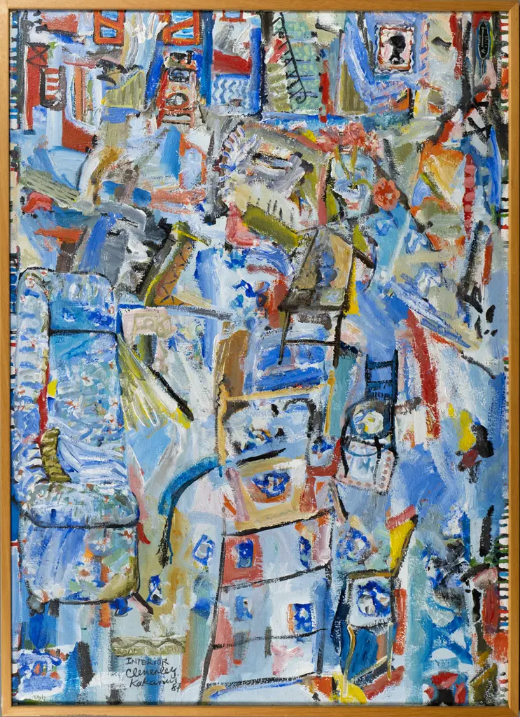 Peter Cleverley 1987 - framed acrylic on board- interior free float canvas H-910 W-650 Image 1++