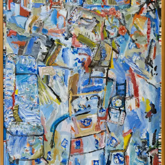 Peter Cleverley 1987 - framed acrylic on board- interior free float canvas H-910 W-650