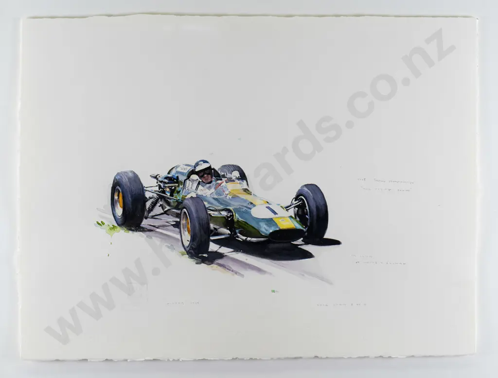 Greg Lewis - framed watercolour "Jim Clark" H-300 W-410 Image 1++