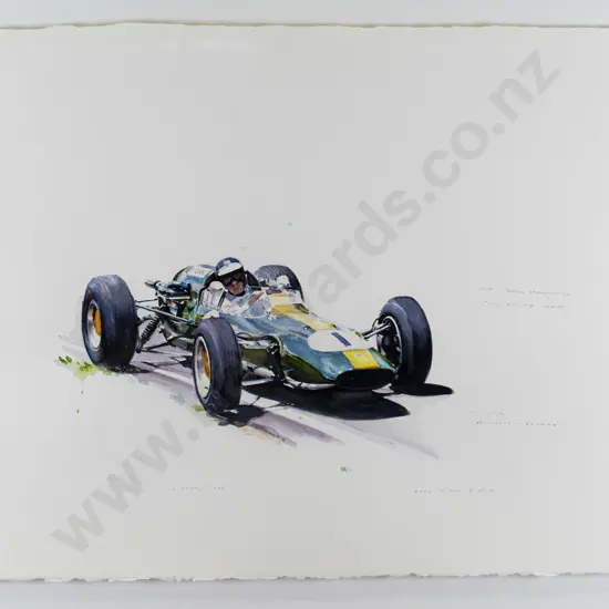 Greg Lewis - framed watercolour "Jim Clark" H-300 W-410