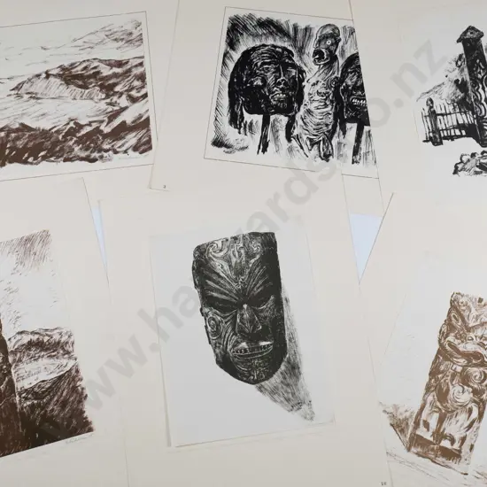Te-ika-a Maui, "A portfolio of Maori Art' by Dr Renzo Padoban' 26 mounted & signed lithographs 1955, 18/35