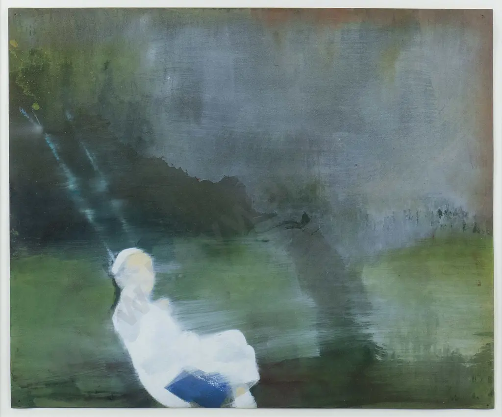 Nic Archer - framed watercolour - girl on swing H-230 W-270 Image 1++