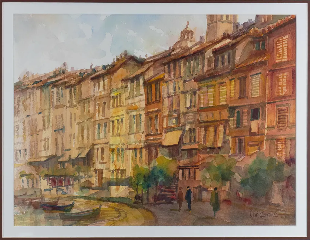 Clark Esplin - framed watercolour - "Portovenere Italy" H-290 W-390 Image 1++