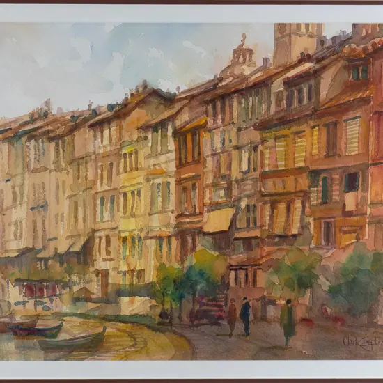 Clark Esplin - framed watercolour - "Portovenere Italy" H-290 W-390