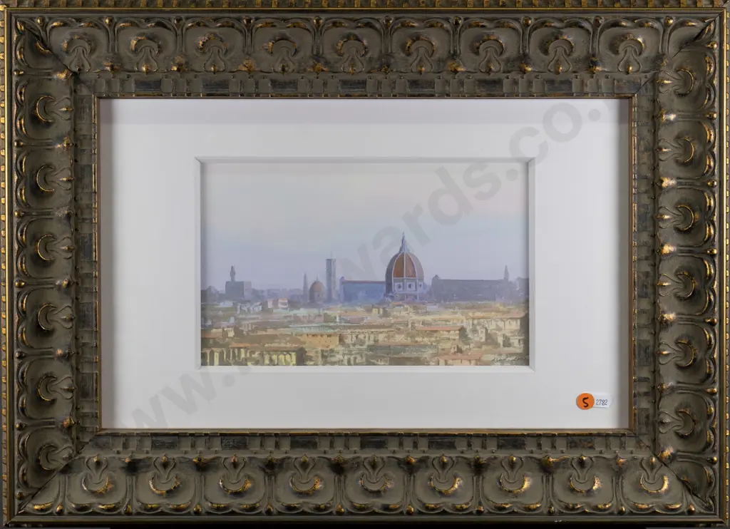 Azad 2000 - framed watercolour - city scene H-170 W-280 Image 1++