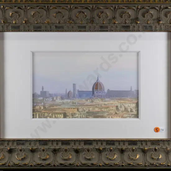 Azad 2000 - framed watercolour - city scene H-170 W-280