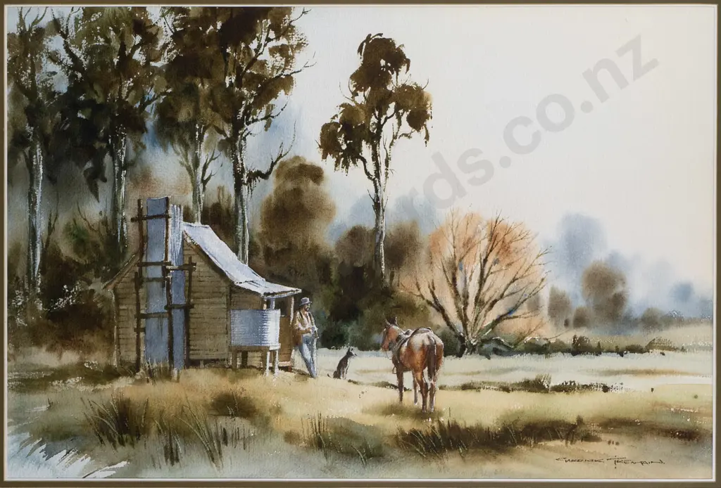 Garrick Tremain - framed watercolour "The Boundary Hut" H-370 W-540 Image 1++