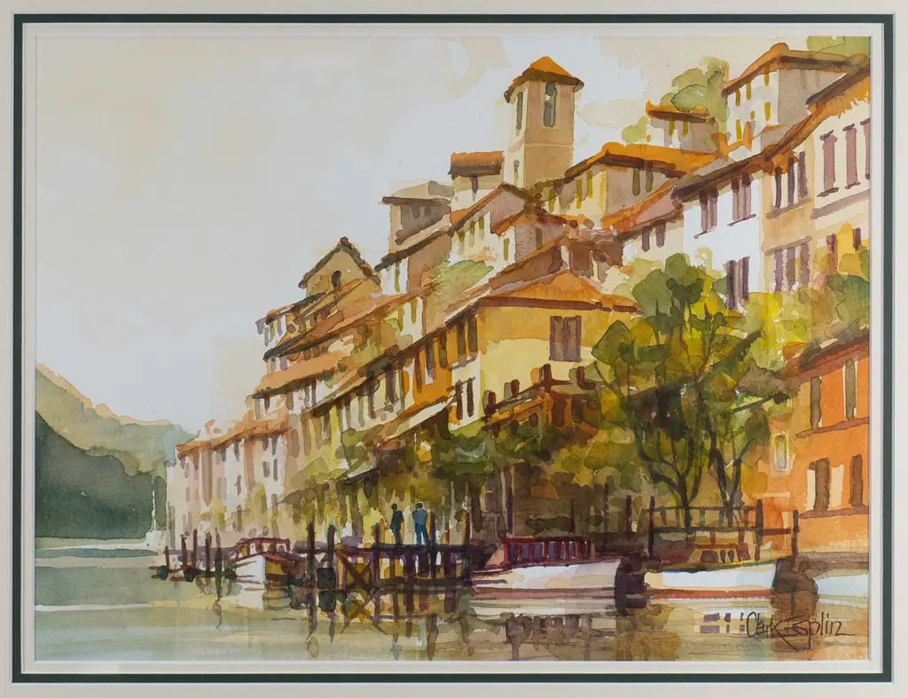 Clark Esplin 2000 - framed watercolour "Grandria Lago di Garda" H-290 W-390 Image 1++