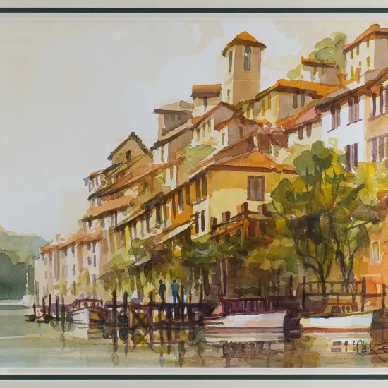 Clark Esplin 2000 - framed watercolour "Grandria Lago di Garda" H-290 W-390