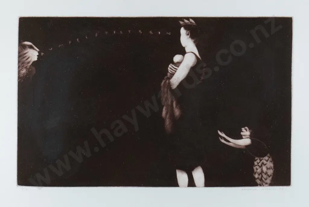 Kathryn Madill 1987 - framed mezzotint etching "Rumpelstiltskin" H-150 W-230 Image 1++