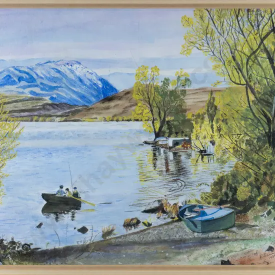 P Saunders 1985 - framed watercolour "Lake Alexandrea" H-290 W-360