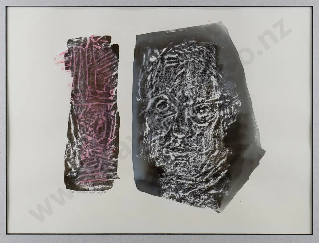 Els  Noordhof 1992 - framed wax crayon & ink on paper "Times Ruin" H-270 W-370 Image 1++