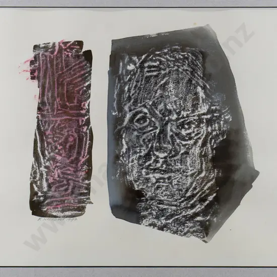 Els  Noordhof 1992 - framed wax crayon & ink on paper "Times Ruin" H-270 W-370