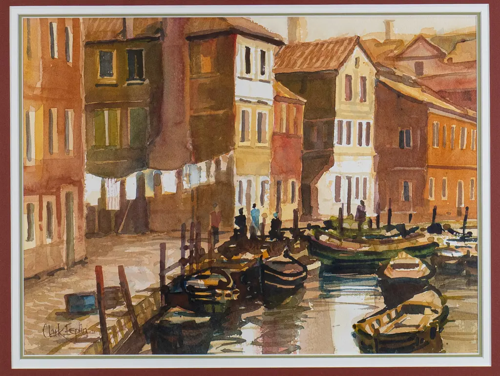 Clark Esplin 2000 - framed watercolour "A Corner of Venice" H-290 W-395 Image 1++