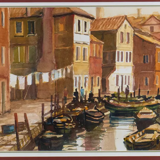 Clark Esplin 2000 - framed watercolour "A Corner of Venice" H-290 W-395