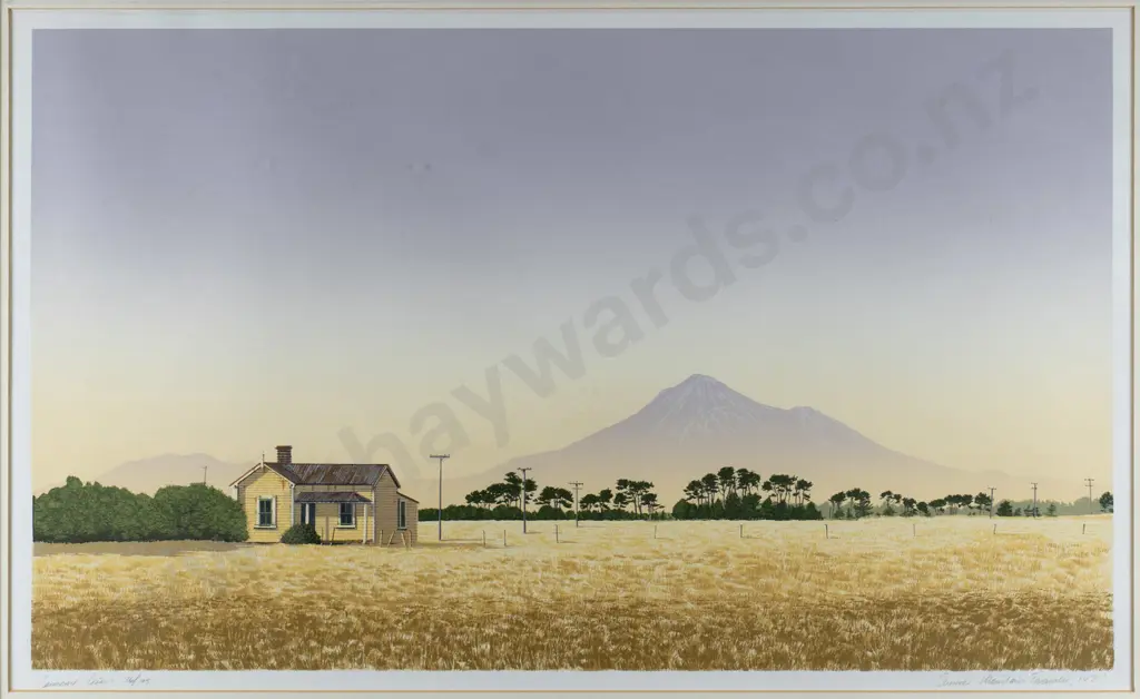 Lawrence Leitch - framed ltd edition print 26/105 "Summer Mountain Taranaki" H-300 W-510 Image 1++