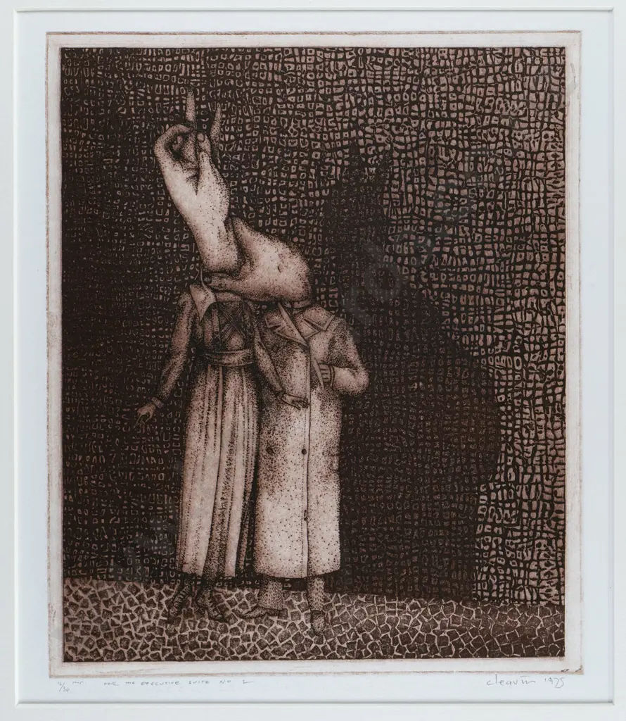 Barry Cleavin 1975 - framed ltd edition etching  "Executive Suite" H-260 W-220 Image 1++