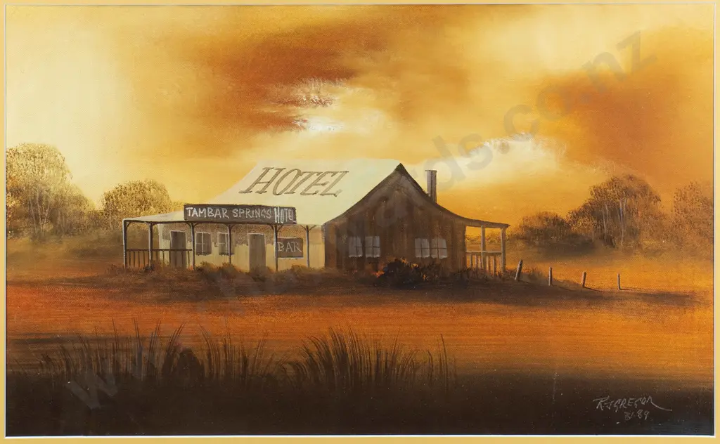 RJ Gregor '89 - framed oil - Outback hotel H-350 W-560 Image 1++
