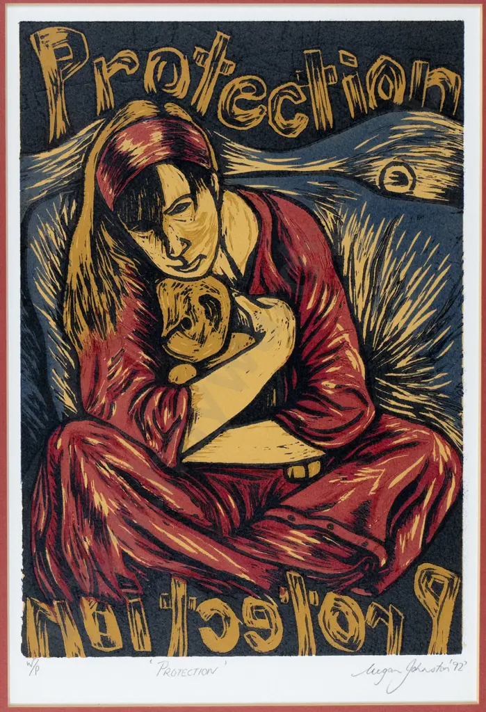 Megan Johnstone '92 - framed ltd edition W/P print "Protection H-300 W-210 Image 1++