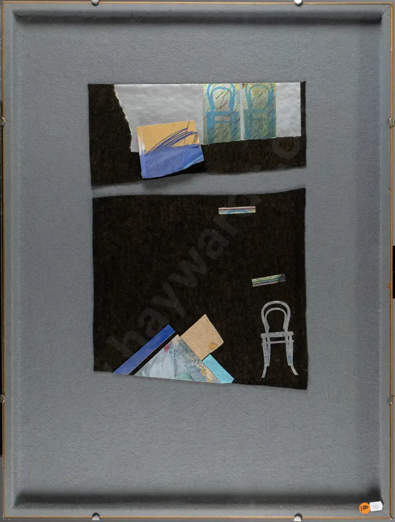 Grant Banbury 1980 - framed collage "Chair Relief" H-380 W-270 Image 1++