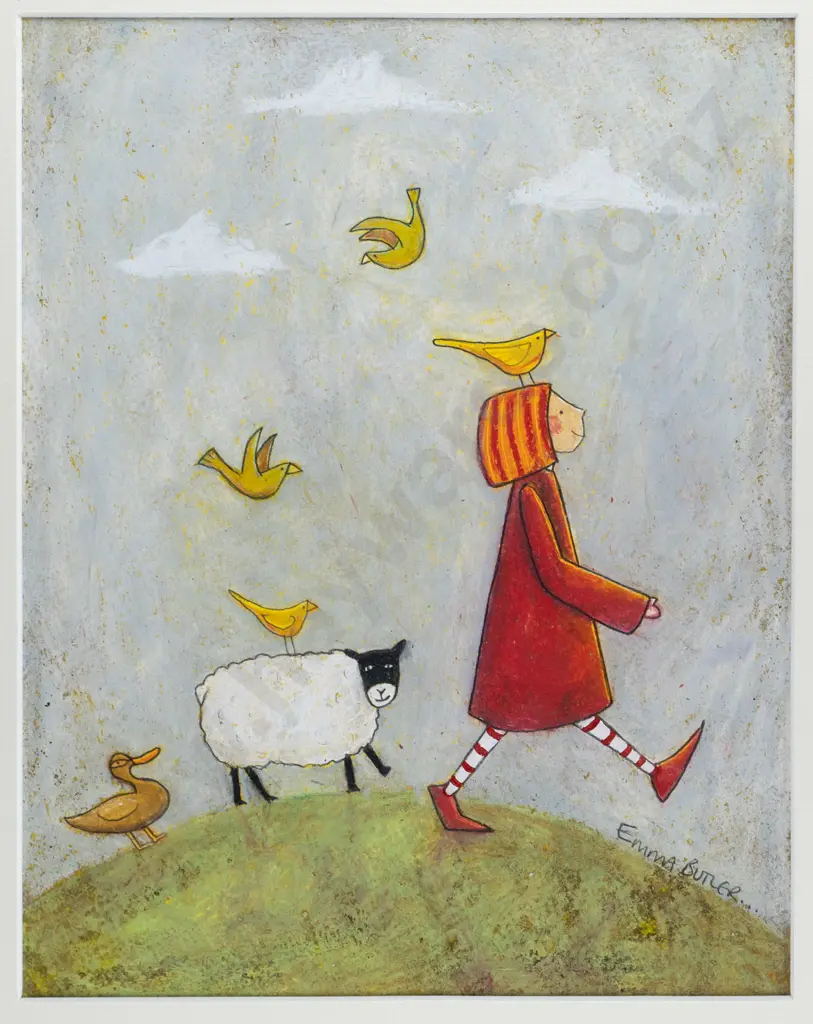 Emma Butler -framed mixed media - walk in the country  H-270 W-220 Image 1++