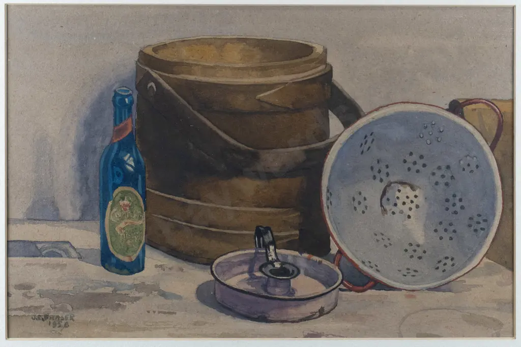 W E Fraser '1956 - framed watercolour - still life H-230 W-350 Image 1++