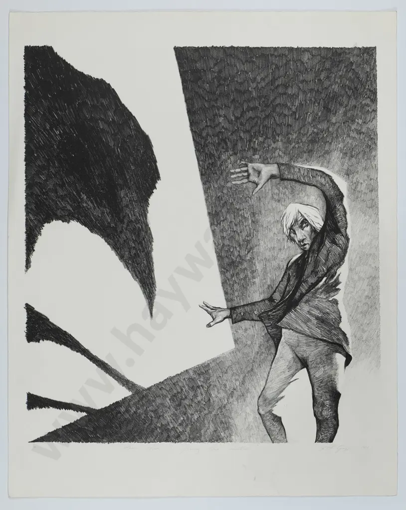 Jason Greig 1987 - unframed lithograph 3/25 "Open here I flung the shutter" H-450 W-400 Image 1++