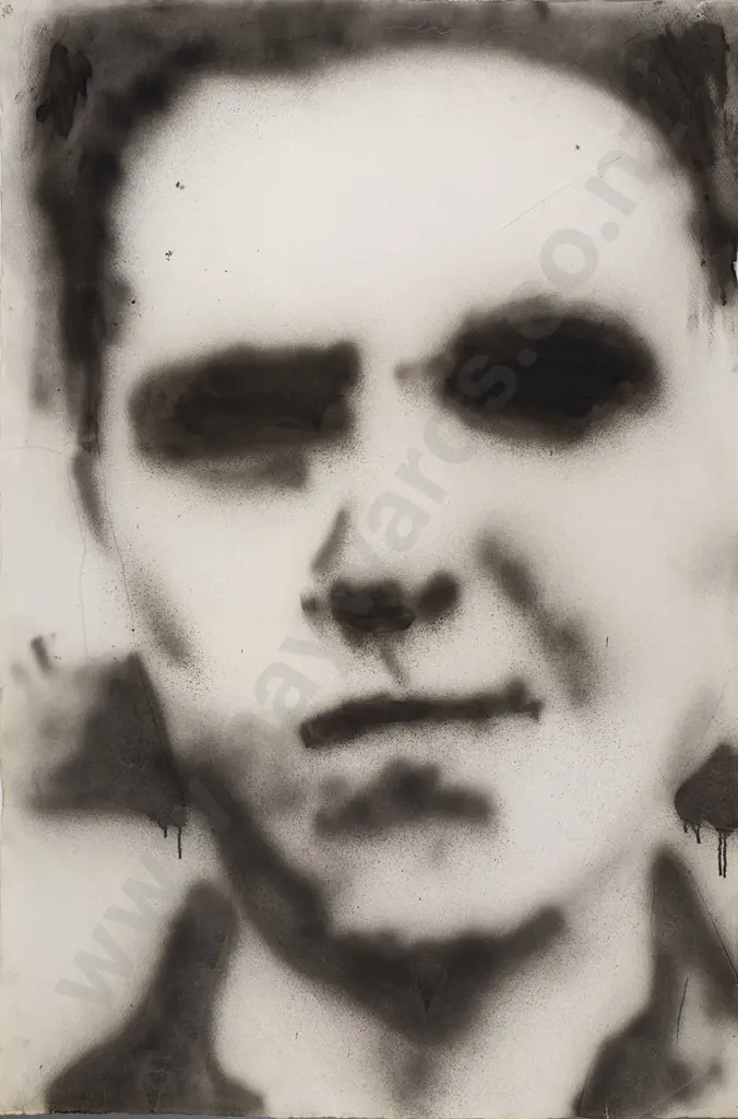Ben Webb 1997 -unframed mixed media on paper -male portrait H-1030 W-690 Image 1++