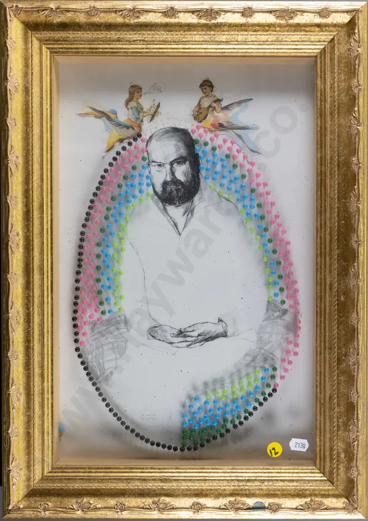 Kane Dyer - framed portrait with pins "So What, So What..." H-380 W-240 Image 1++