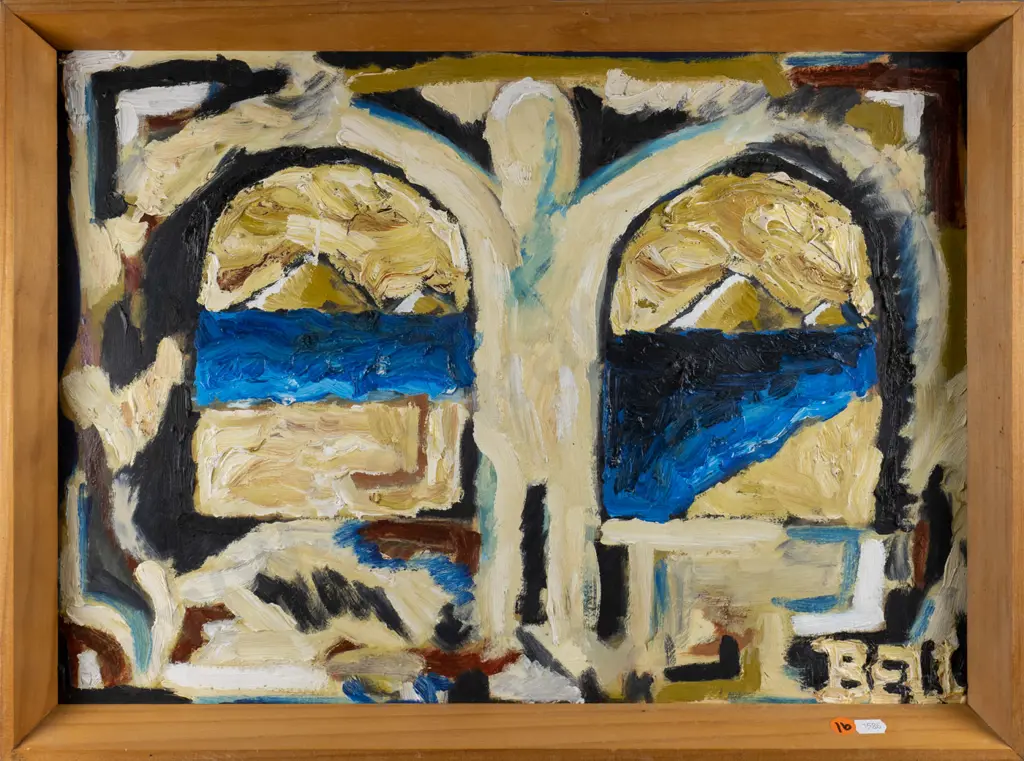 James Bell 1994 - framed oil on card - H-350 W-490 Image 1++