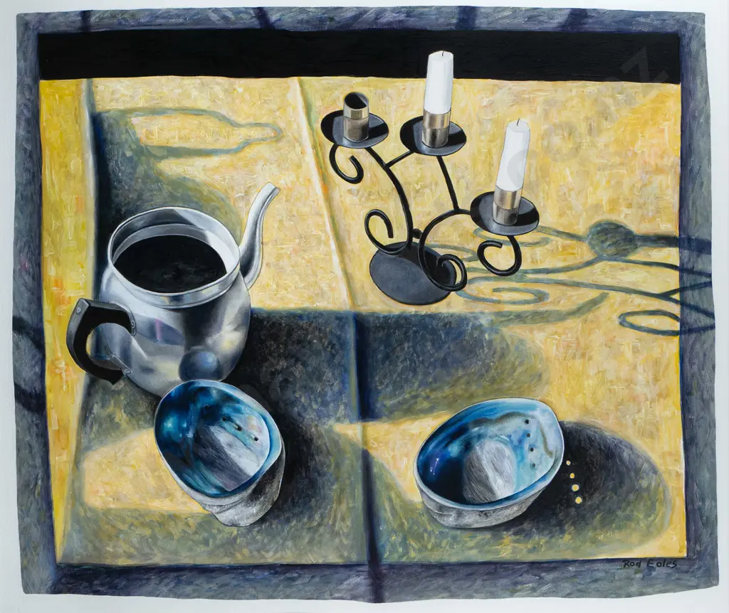 Rod Eales - framed watercolour - still life H-550 W-660 Image 1++