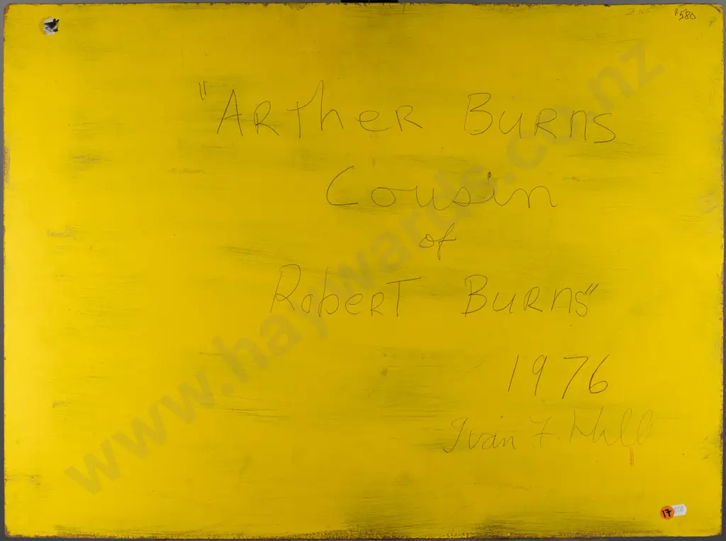Ivan Hill 1976- oil on board - "Arthur Burns the cousin of Robert Burns" H-530 W-710 Image 1++