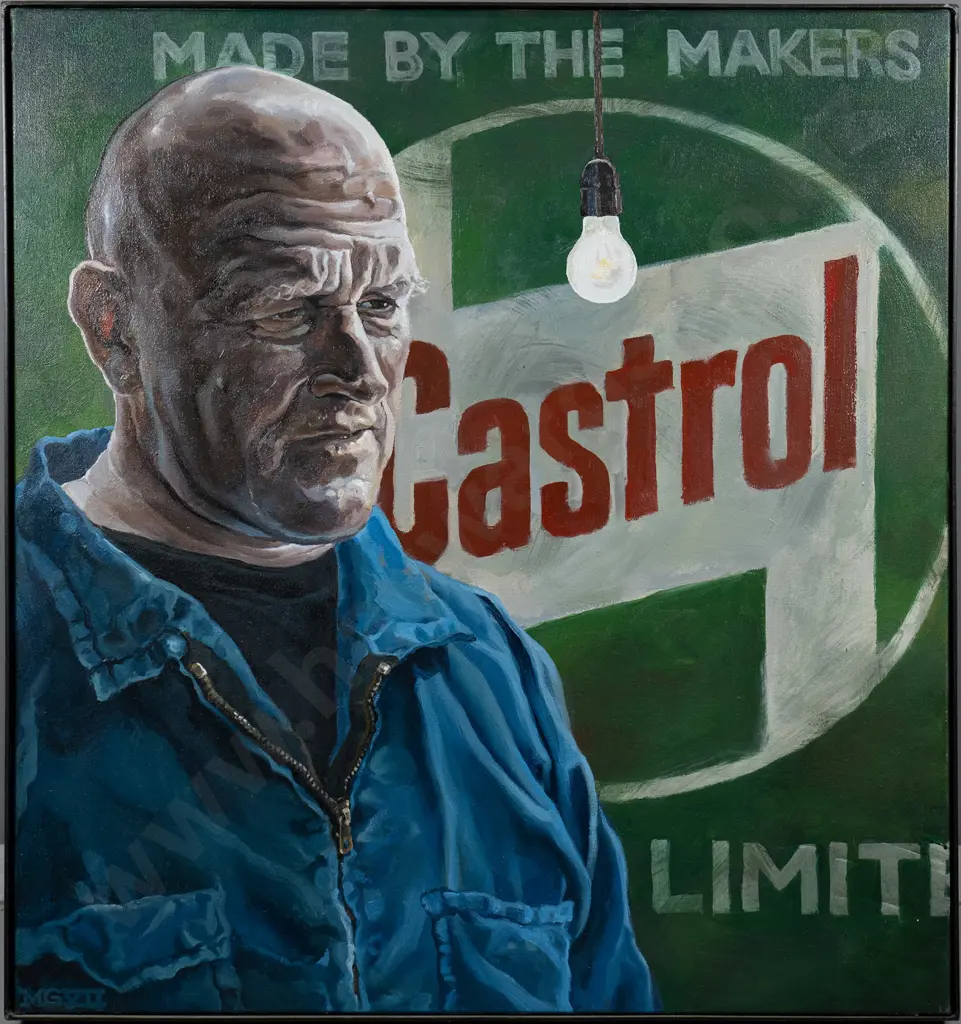 Matt Gauldie - framed oil "Mechanic"  H-760  W-710 Image 1++